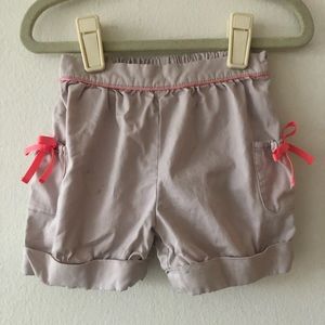 Jacadi Light Gray Shorts with Pink Accents